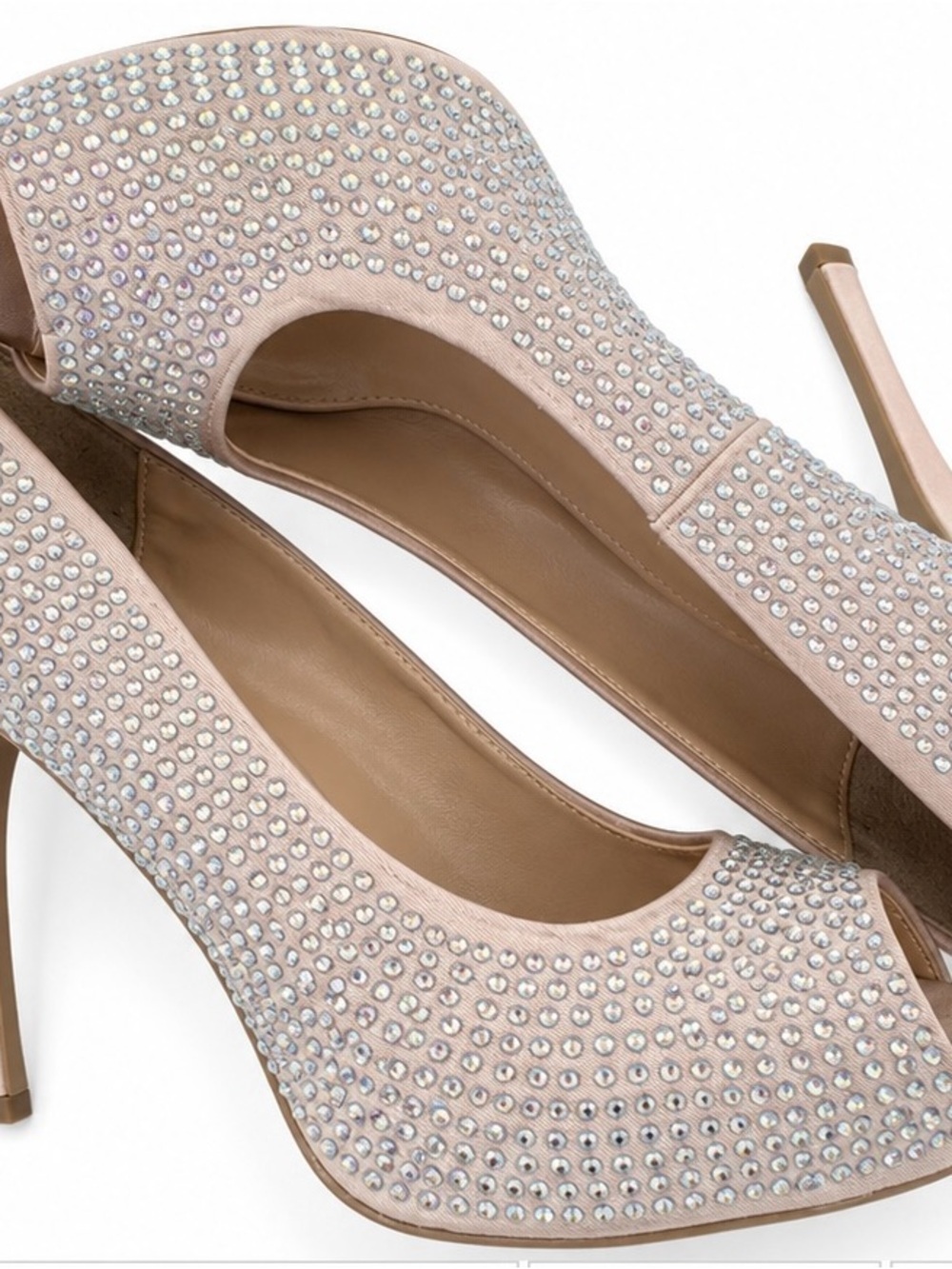 Jennifer Lopez Sparkling Cream Peep-Toe Heels